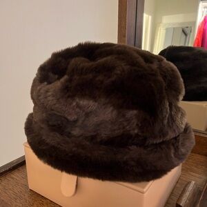 Nine West Chocolate Brown Faux Fur Hat